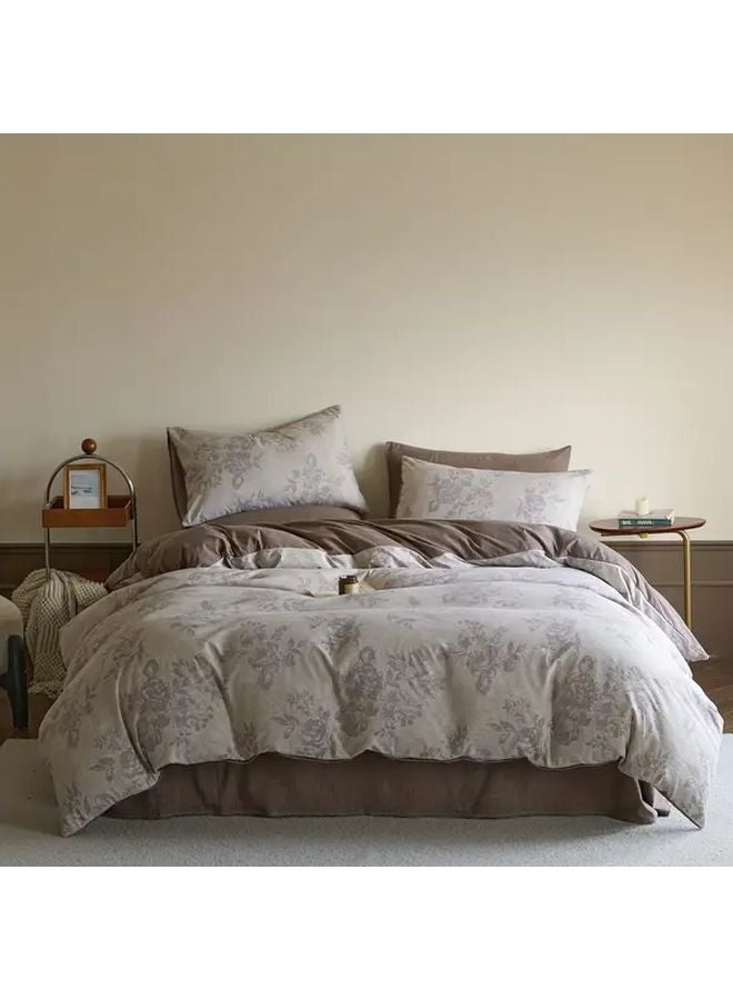 Vintage Floral Duvet Cover 59x79 Inches Soft Linen Zipper Closure Machine Washable - Image 1